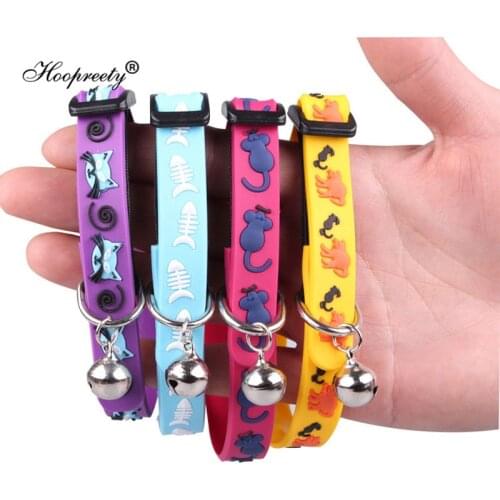 4 Colors Silicone Dog Cat Collar with Bells Cat Safety Collar Adjustable Nylon Pet Kitten Small Dog Puppy Collar 1.0cm 18-25cm
