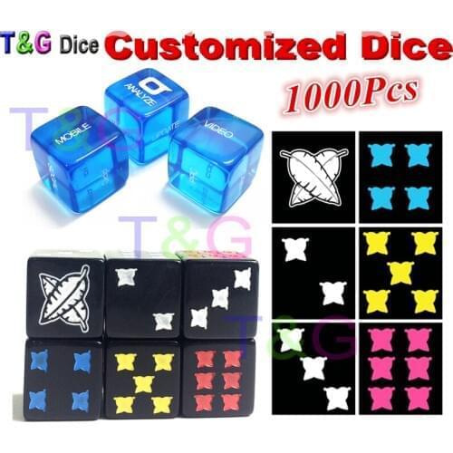 T&G16mm Colorful Customized Dice/Die for Logo!Printed or Laser Engraved Logo,as Birthday Gift,Rpg D6 Game Dice