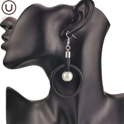 UKEBAY New Round Designer Handmade Jewelry Pearl Earrings Women Drop Earring Rubber Rope Wedding Ear Accessories Luxury Earrings