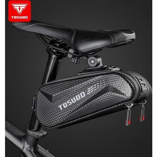 TOSUOD Bicycle Saddle Bag 1L Hard shell Rainproof Reflective MTB Cycling Bike Tube Rear Tail Seatpost Bag Bike Accessories