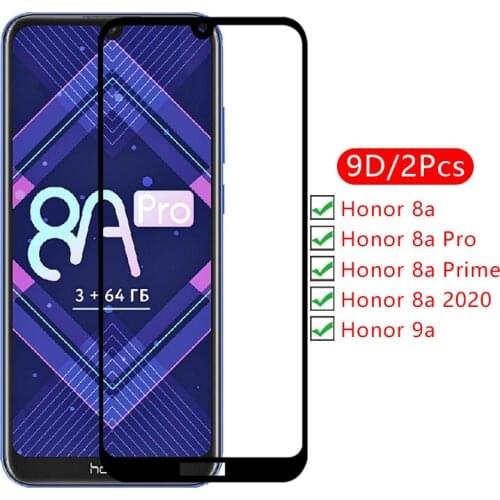 9d screen protector tempered glass case for huawei honor 9a 8a prime 2020 pro cover on honer 8 9 a a8 a9 protective phone coque