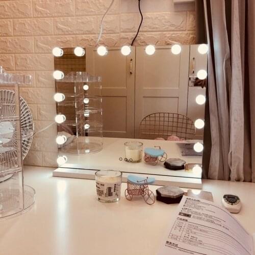 Hollywood Style Vanity Makeup Mirrors with Lights Dimmable LED Bulbs Touch Control Design Cosmetic maganifying 10x gift for girl