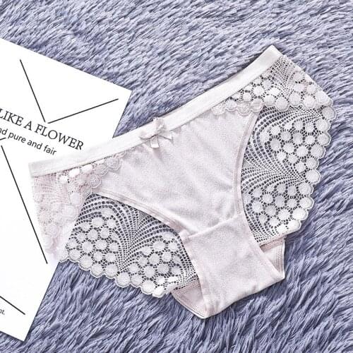 Womens Sexy Lace Panties Seamless Cotton Breathable Panty Hollow Briefs Plus Size Girl Brand Underwear