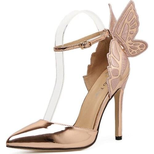 2021 New Women High Heel Shoes Butterfly Celebrity Wearing Thin Heel Ladies Leather Shoes Business Pointed Toe Pumps Shoes