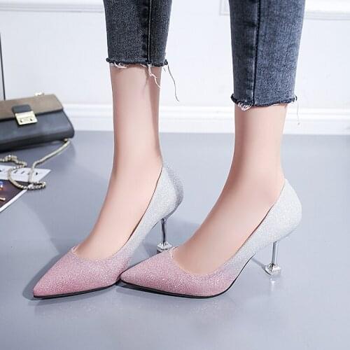 High heel womens fine with pointed womens shoes wild crystal shoes