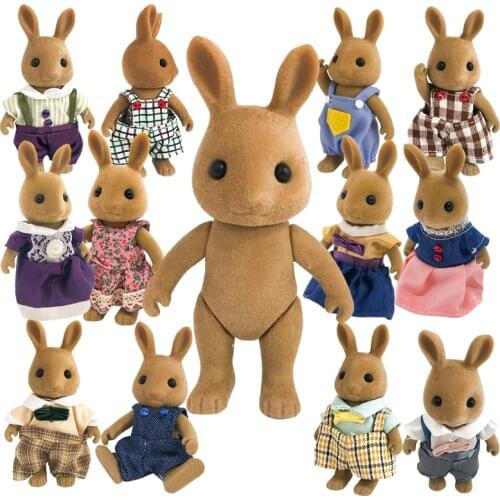 1:12 Forest Animal Family Dolls Accessories Doll Clothes for Rabbit Cat Bear Plush Toys Soft Dress Skirt Play House for Gifts