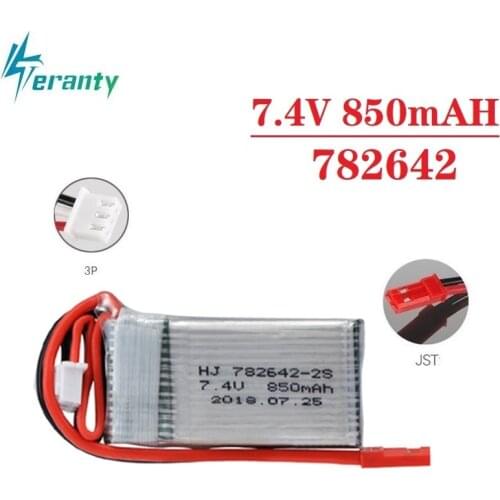 1pcs 7.4 V 850mah 20C Lithium Battery MAX 30C JST plug For RC Helikopter Ucak bolum for 7.4v drone battery