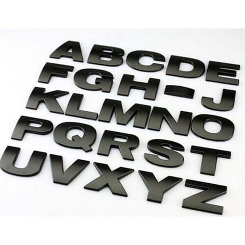 1pcs car styling 3D metal Letters emblem Digital Figure Number Chrome DIY Car Stickers silver black Car styling metal sticker