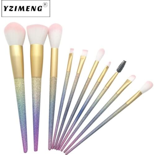 10Pcs/Set Unicorn Brushes Makeup Tools Kit Soft Fiber Hair Eyebrow Eyeshadow Powder Blush Brushes Set Portable Make Up Brushes