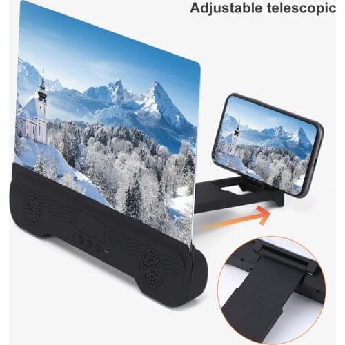 14 inch 3D Mobile Phone Screen Magnifier with Bluetooth Speaker HD Magnifying Glass Stand for Video Screen Enlarged Phone Holder