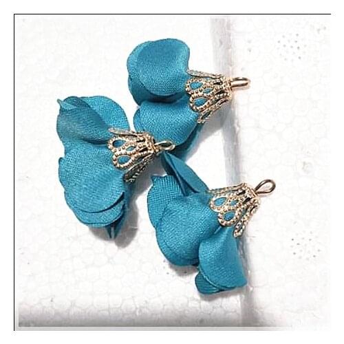 200pcs flower pendants for tassel jewelry making accessories top fashion metal parts polyester material handmade crafts 22mm