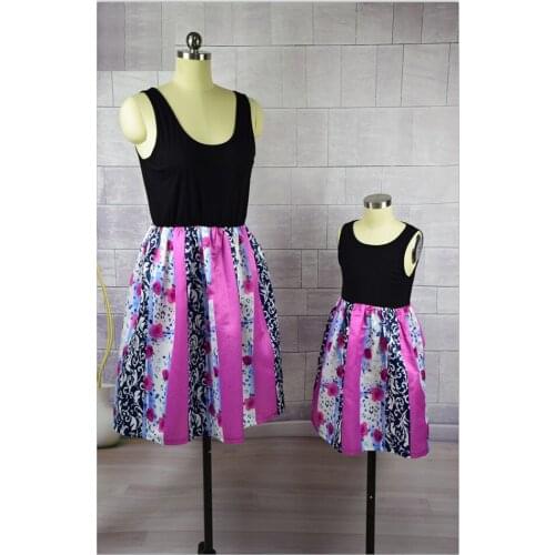 2019 Mother Daughter Dresses Family Clothing Mom and Daughter dress Back Patchwork Sleeveless Mommy and Me clothes dress