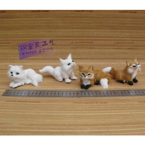 4 pieces a set cute simulation fox models toy resin&fur fox models gift about 10-12cm 1131