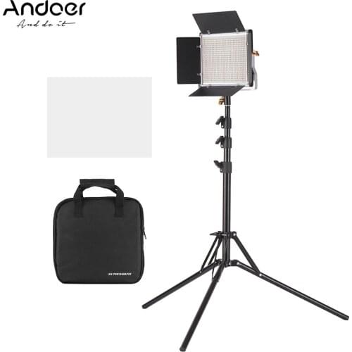 Andoer LED Video Light Stand Kit 3200-5600K CRI 85+ with U Bracket Barndoor for Studio Photography Video LED Video Light