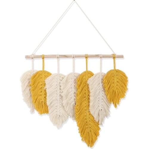 Boho Dreamcatcher Wall Hanging Tapestry Feather Woven Cotton Handmade Macrame For Bedroom Living Room Home Decoration