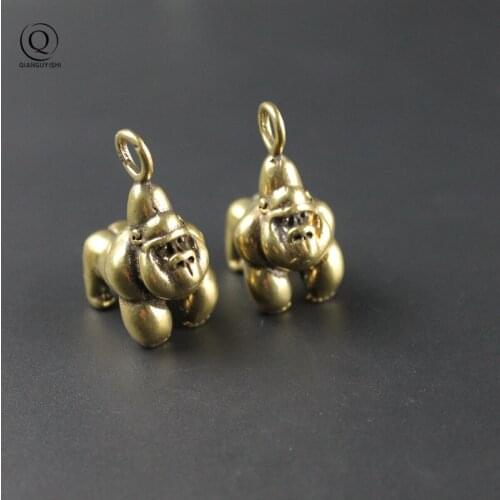 Pure Brass Tarzan Orangutans Keychains Pendants American Animals Fighting Vintage Men Women Car Key Chain Rings Hangings Gifts