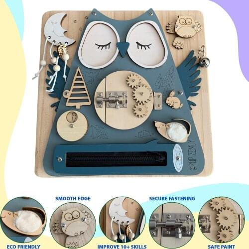 Children Cute Eco Activity Board DIY Toys Motor Skill Latch Lock Cognition Toy Game Parts Baby Montessori Sensory Activity Board