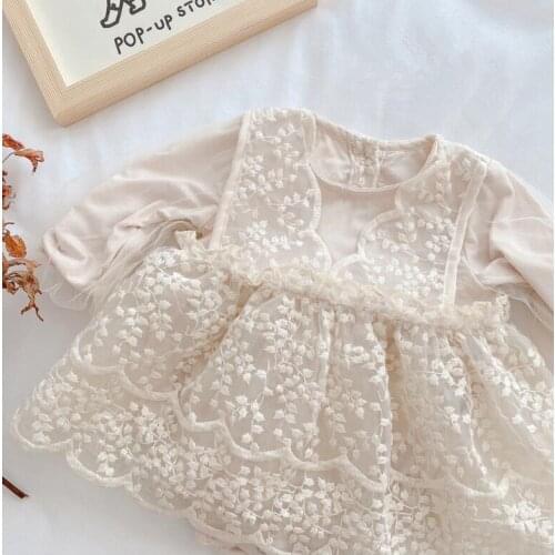 2021 New Girls Boys Lace Patchwork Rompers Cotton Spring Full sleeve Babys Jumpsuit 6-24 Month QS415