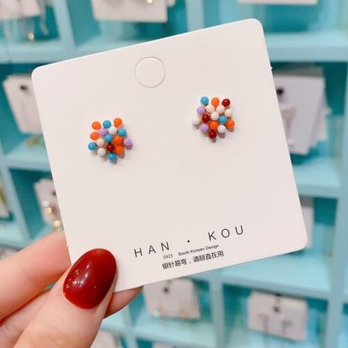 Korea Dongdaemun Candy Color Simple Earrings Fashion Temperament Star Color Ear Stud Prevent Allergy Needle Net Red Earrings