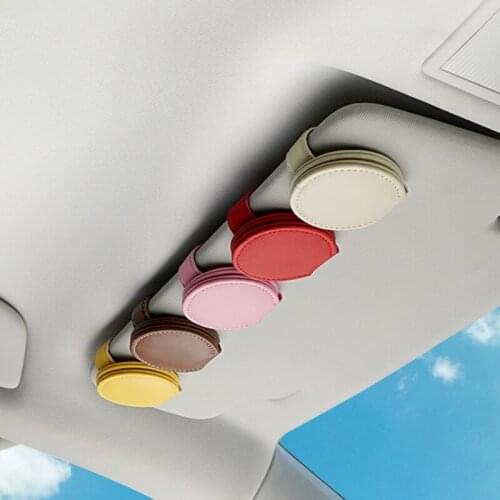 Creative Glasses PU Leather Holder Clip for Car Sun Visor Sunglasses Ticket Card Multifunctional Storage Bill Holder