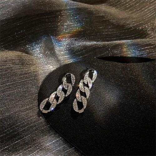 Fashion Earrings Women Earrings Geometric Chain Earrings Inlaid with Cubic Zirconia Sweet Stylish Exquisite Gifts for Girlfried