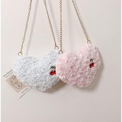2020 New Fashion Luxury Design Plush Women Bags Womens Shoulder Bags All-match Peach Heart Messenger Bag Cute Girl Coin Purse