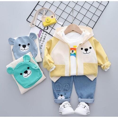 New Spring Autumn Boys Girls Clothes Children Fashion Zipper Hoodies Shirts Pants 3Pcs/sets Outfit Kids Cotton Casual Tracksuits