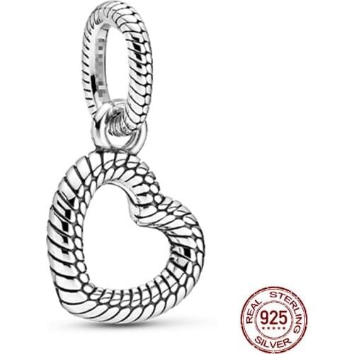 New 925 Sterling Silver Hearts Dangle Charms fit Original Pandora Bracelets for Women Jewelry Making GIft