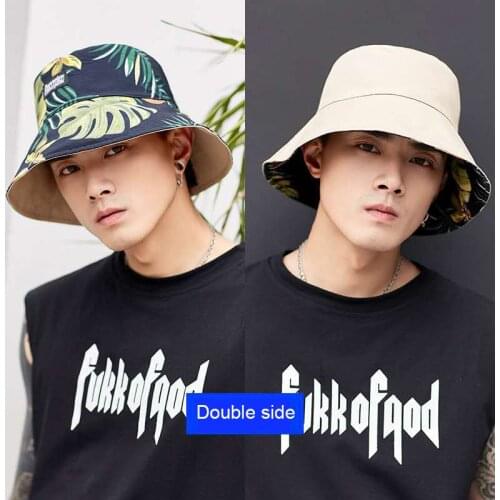 Large Size Summer Fisherman Hat Reversible Cartoon Bucket Hats For Men Street Hip Hop Panama Beach Cap Hawaii Style Fishing Hat