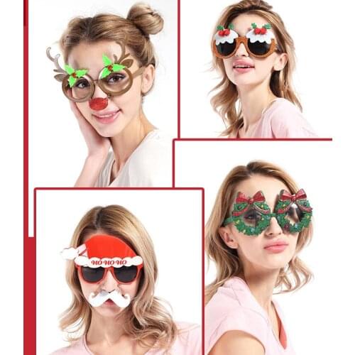 Christmas Glasses Christmas Decoration Props Glasses Prom Party Funny Glasses Santa Christmas gift Hat