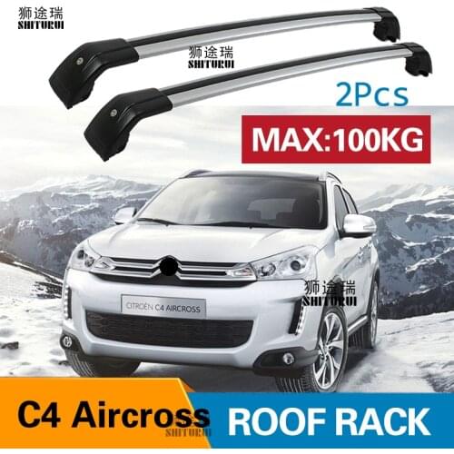 SHITURUI 2Pcs Roof bars For Citroen C4 Aircross 2012+ Aluminum Alloy Side Bars Cross Rails Roof Rack Luggage