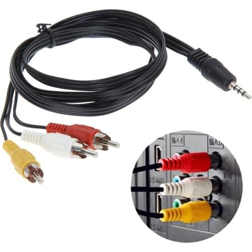 Brand New 3.5mm Jack To 3 RCA Male Plug Adapter Audio Converter 1.2M/4Ft Video AV Cable Wire Cord 1.2M 4FT High Quality
