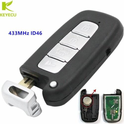 KEYECU Replacement Smart Remote key Keyless Entry Fob 4Buttons 433MHz With ID46 Chip for Hyundai IX35 for Kia Soul Sportage