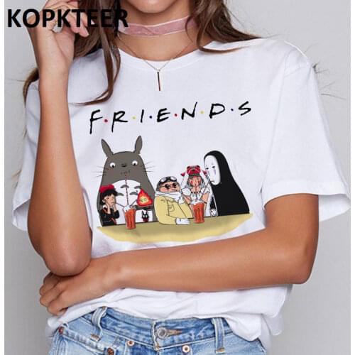 Totoro Harajuku Ullzang T Shirt Women Studio Ghibli Kawaii T-shirt Miyazaki Hayao Funny Cartoon Tshirt Friends Tops Tees Female