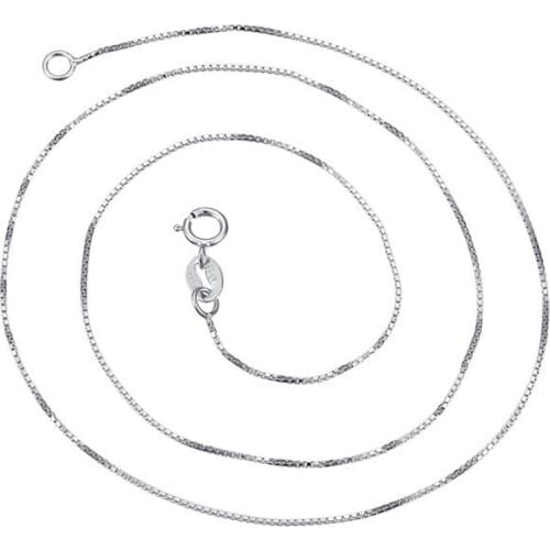 1mm Box Chain 100% Guaranteed Real 925 Sterling Silver Chain Necklace 40cm YH5003