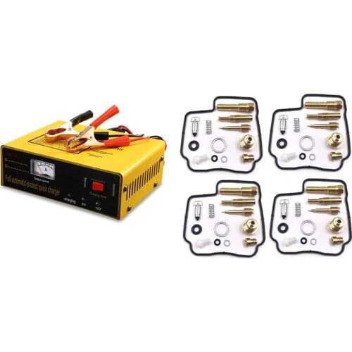 1 Pcs Us Plug Automatic Intelligent Car Battery Charger Negetive & 4 Set Motorcycle Carburetor Repair Kit