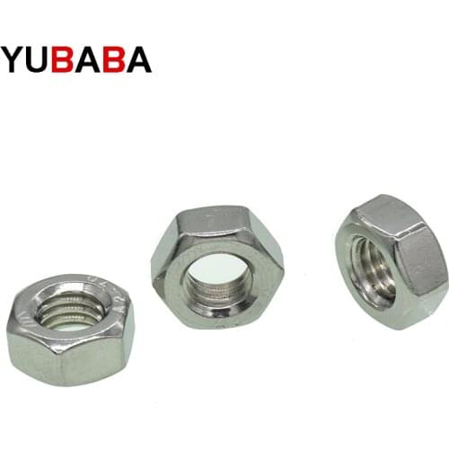 100pcs/lot Metric thread DIN934 M1.6 M2 M2.5 M3 M3.5 M4 M5 304 Stainless Steel Hex Nuts
