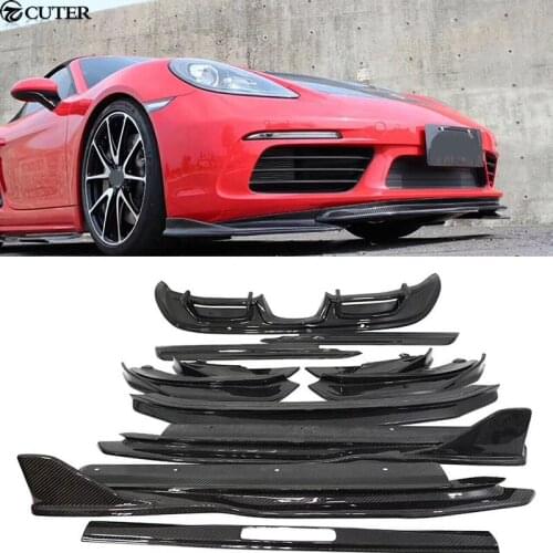 13pcs 718 Car body kit Carbon fiber Front lip rear diffuser side skirts rear spoiler Side air inlet for Porsche Boxster 718 2015