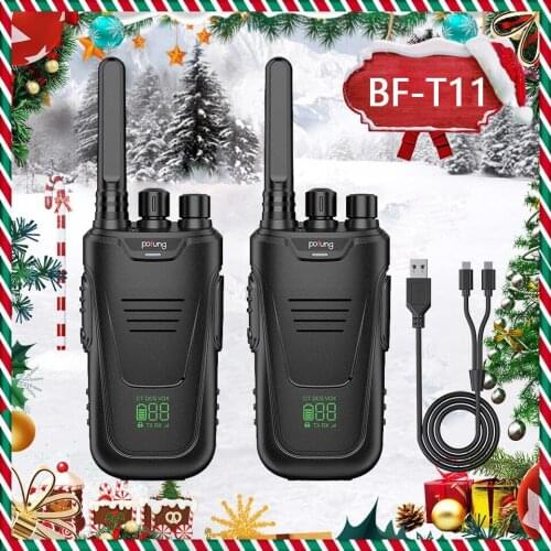 2PCS BAOFENG BF-T11 Pofung FRS Two Way Radio License Free0.5W/ 2W 1500mAh Battery Portable Walkie Talkie USB Charging