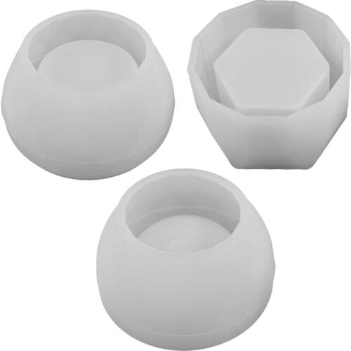 3 Pcs/Set Crystal Epoxy Resin Mold Round Bowl Hexagon Cup Dishes Silicone Mould