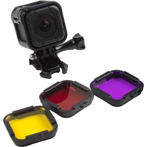 3pcs/lot For Gopro Hero 5 Session 4 Session Filter Lens Yellow Red Purple 3 Color In 1 Diving Filter Kit for Gopro Hero 4s 5S