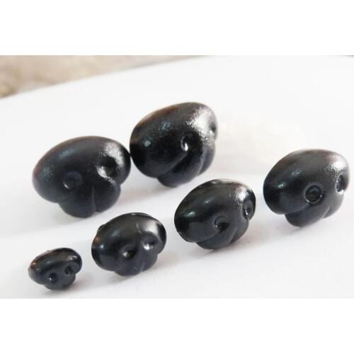 500pcs new style 7x10mm/12x15mm/14x18mm/15x20mm/17x22mm/18x24mm black plastic safety toy animal nose & hard washer--size option