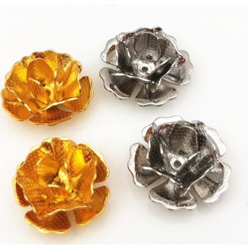 SIXTY TOWFISH 20 Pieces DIY Jewelry Accessories 14mm Copper Gold Color/White K Color Materials Flower Slice Charms Base Settings