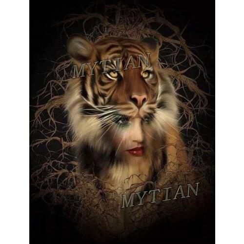 New full square/round diamond painting Fantasy art tiger woman diamond Embroidery pattern cross stitch kit mosaic room decor