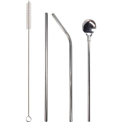 Bartender Kit Cocktail Shaker Accessories Set Stainless Steel straight straw straight brush spoon straw