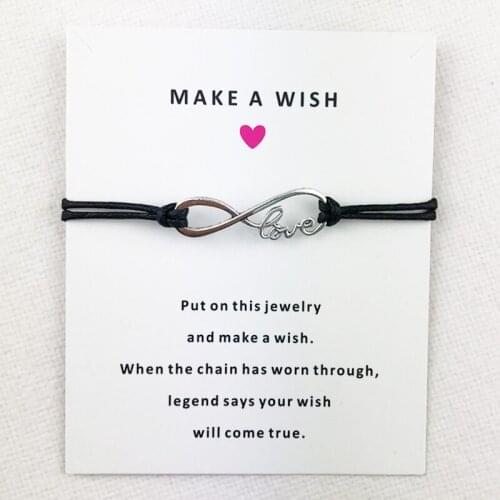 Antique Silver Plated Infinity Love Charms Cuff Multilayer Wax Rope Hot Pink Bracelets Women Men Unisex Card Bracelet Jewelry