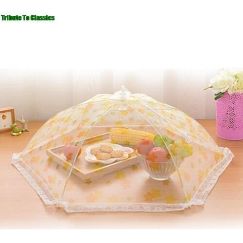 Hexagon Gauze Food Cover Umbrella Style Picnic Anti Fly Mosquito Net Tent Meal Cover Table Mesh Food Cover Kitchen Tools