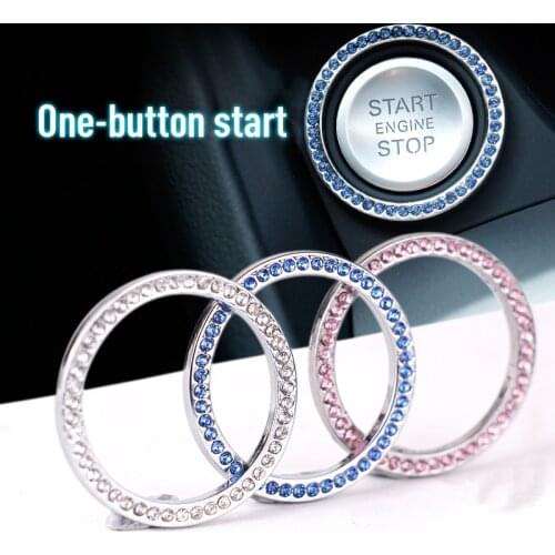 Car SUV Bling Decorative Accessories Decorative Ring Sticker Car Start Switch Button Decorative Diamond Rhinestone Ring