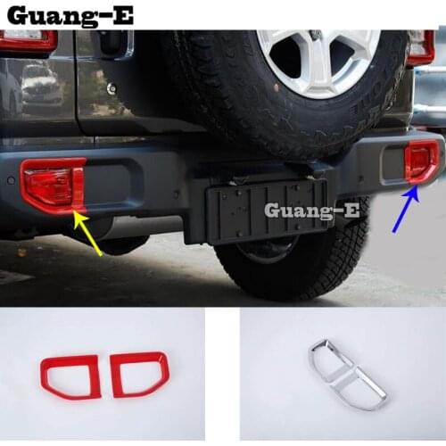 Car Body Detector ABS Chrome Trim Back Tail Rear Fog Light Lamp Frame Stick Parts 2pcs For Jeep Wrangler JL 2018 2019 2020 2021