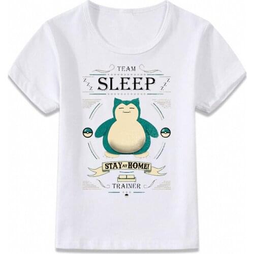 Kids Clothes T Shirt Team Sleep Snorlax Awesome T-shirt for Boys and Girls Toddler Shirts Tee oal218